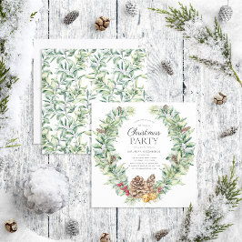 Convite Festa Rustic Winter Fir Cone Wreath Holiday