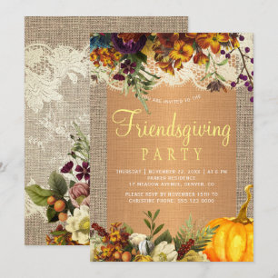 Convite Festa rústica de amizade floral floral