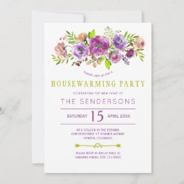Convite Festa rústica verde-roxa do boho floral
