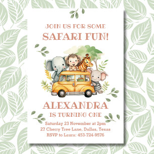 Convite Festa Safari Animal Jungle primeiro aniversario