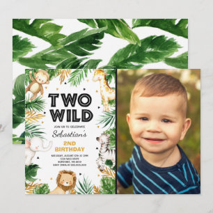 Convite Festa Safari de Dois Animais do segundo aniversár