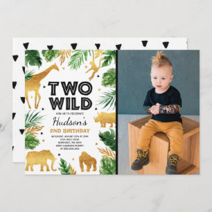 Convite Festa Safari de Dois Animais do segundo aniversári