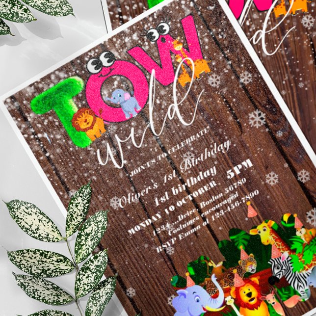 Convite Festa Safari de Dois segundos aniversários Selvage (Criador carregado)