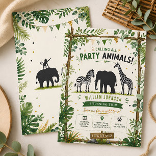 Convite Festa Safari na Selva Animais 2º Aniversário