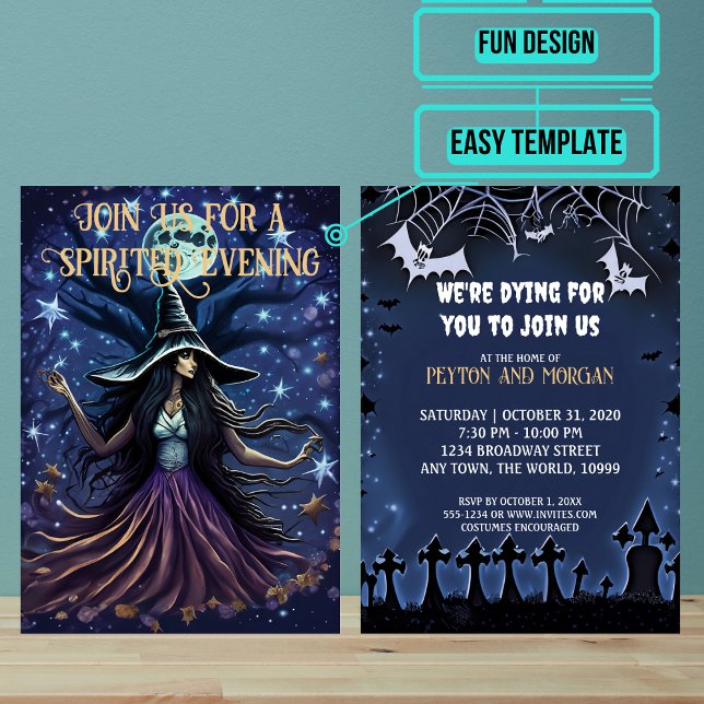 Convite Festa Sedutiva de Halloween de Bruxas (Use these awesome invitations to get your guest in the mood right away. )