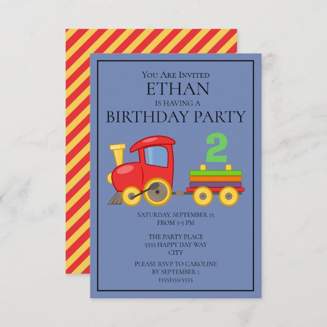 Convite Festa segundo aniversário para Criança do Comboio  (Frente/Verso)