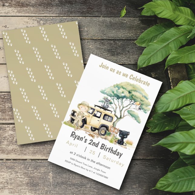 Convite Festa Selva Safari Selvagem de Bois (Safari Jungle Theme Kids Birthday Invitation)