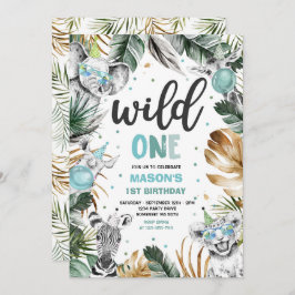 Convite Festa Selvagem Selvagem Selvagem de Safari Dourada