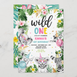 Convite Festa Selvagem Selvagem Selvagem de Safari, um Ani