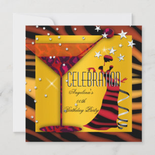 Convite Festa Senhora Decoração Vidro Zebra Dourado Amarel