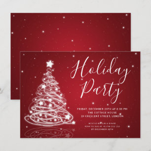 Convite Festa Simples de Férias Vermelhas da Árvore de N