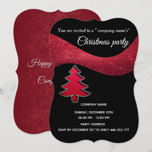 Convite Festa simples de Natal corporativo com brilhos ver