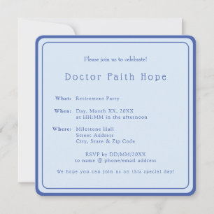 Convite Festa Simples do Médico Azul Elegante