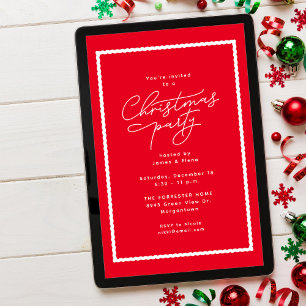 Convite Festa simples e clássica de Natal vermelha e branc