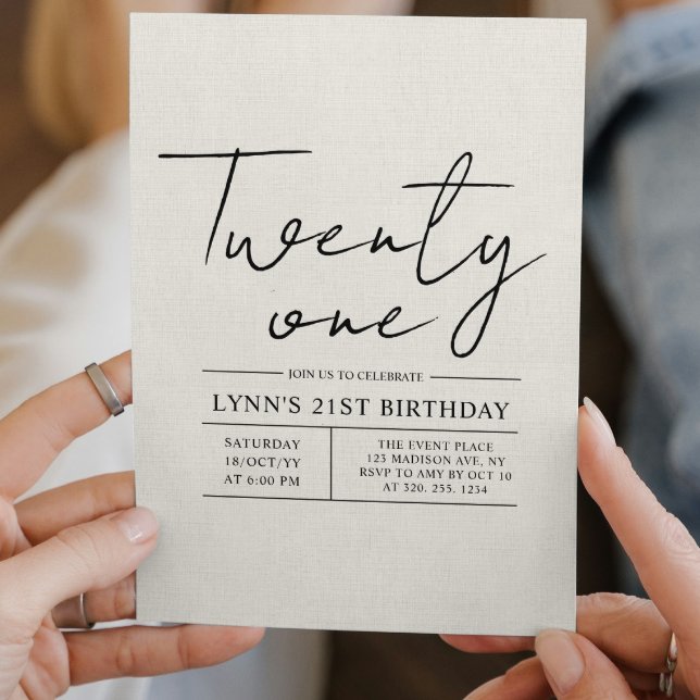 Convite Festa simples e elegante de aniversário de 21 anos (Criador carregado)