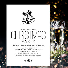 Convite Festa Simples Preta de Natal Branco