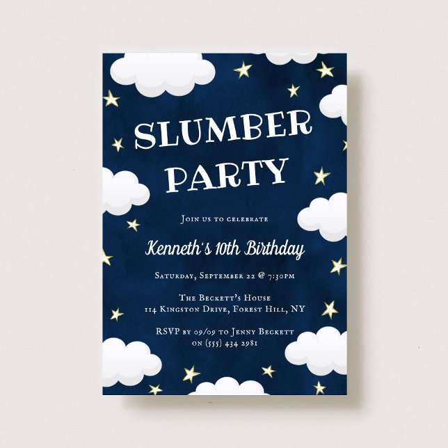 Convite Festa Sleepover Slumber Qualquer Idade Aniversário (Criador carregado)