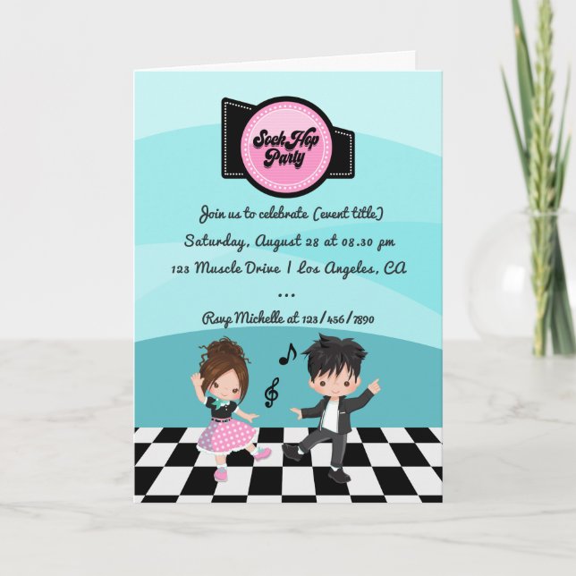 Convite Festa Sock Hop (Frente)