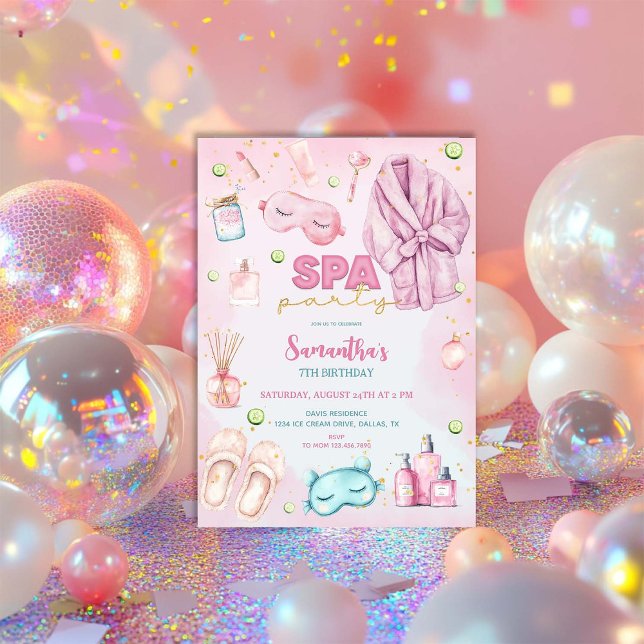 Convite Festa Spa Aniversário, Sleepover, Festa Sumber (Criador carregado)