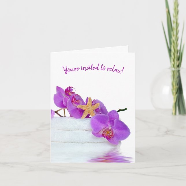 Convite Festa Spa com Orquídeas em Toalhas (Frente)