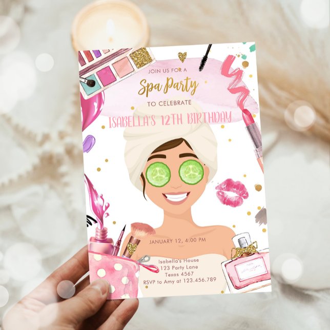 Convite Festa Spa Glitz Glam Glamor Girl Makeday (Criador carregado)