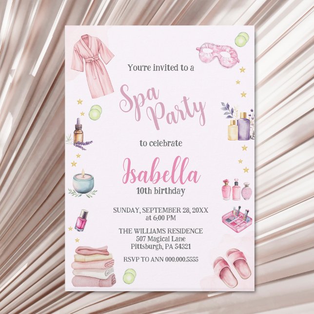 Convite Festa Spa Menina Bela Aquarela Glam Aniversário (Criador carregado)