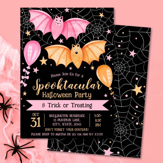 Convite Festa Spooktacular de Halloween e Truque ou Tratam (Spooktacular Halloween Party and Trick or Treating Invitation)