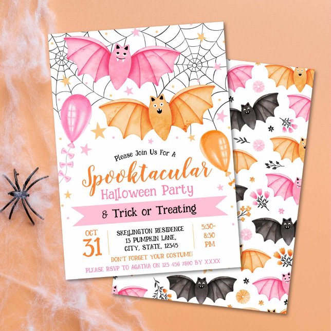Convite Festa Spooktacular de Halloween e Truque ou Tratam (Spooktacular Halloween Party and Trick or Treating Invitation)