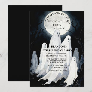 Convite Festa Spooktacular Halloween Fantasma 10º Aniversá