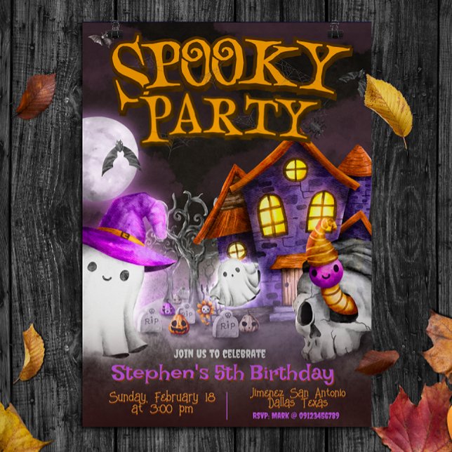 Convite Festa Spooky - Aniversário do Halloween (Spooky Party - Halloween Birthday Invitation)