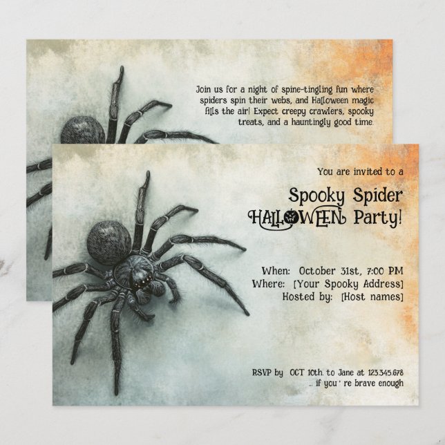 Convite Festa Spooky Spider HALLOWEEN! (Frente/Verso)