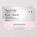 Convite Festa Spree Credit Sweet 16 de Compre Rosa Blush<br><div class="desc">Personalizar para o seu evento</div>