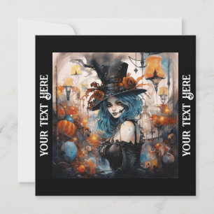 Convite Festa Steampunk Lady Blue Hair