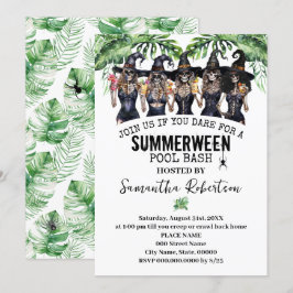 Convite Festa Summerween Bruxas Meninas Piscina