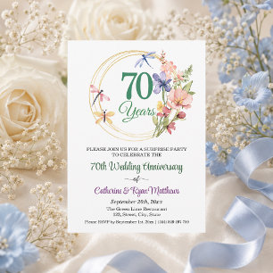 Convite Festa Surpresa 70º Aniversário de Casamento Floral
