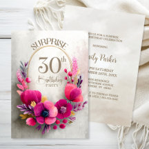 Festa Surpresa de 30 Anos com Tema Floral Rosa