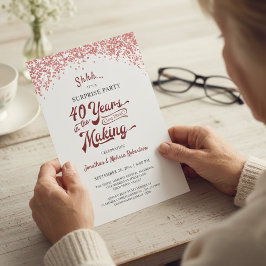 Convite Festa Surpresa de 40º Aniversário Confete Vermelho