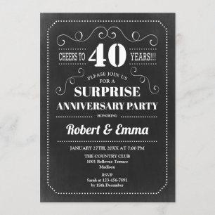 Convite Festa Surpresa de 40º Aniversário - Quadro Negro