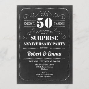 Convite Festa Surpresa de 50º Aniversário - Quadro Negro