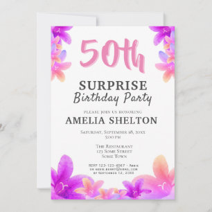 Convite Festa Surpresa de 50 Anos com Sinos Florais