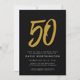 Convite festa surpresa de 50 anos preto dourado