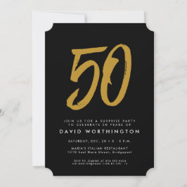 Convite festa surpresa de 50 anos preto dourado