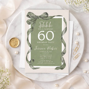 Convite Festa Surpresa de 60 Anos Elegante Verde
