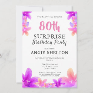 Convite Festa Surpresa de 80 Anos com Sinos Florais