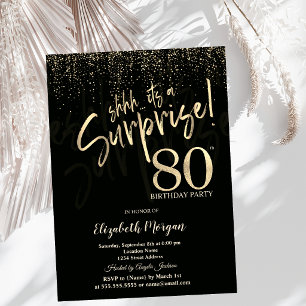 Convite Festa Surpresa de 80 Anos em Dourado Festivo