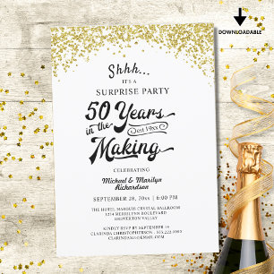 Convite Festa Surpresa de Aniversário de 50 anos Confete D