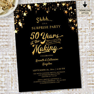 Convite Festa Surpresa de Aniversário de 50 anos Estrelas