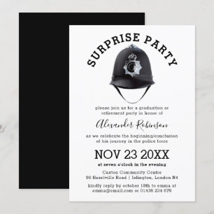 Convite Festa Surpresa de Graduação/Aposentadoria da Políc
