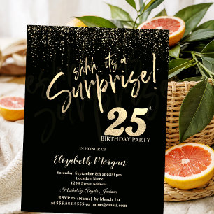 Convite Festa Surpresa Dourada de Aniversário de 25 anos