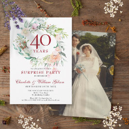 Convite Festa Surpresa Floral Aniversário de 40 Anos Foto